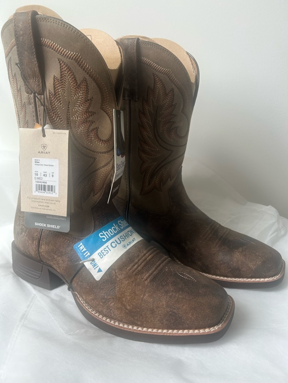 Ariat Men’s Brown Distressed Leather Western Cowboy Boots ShockShield Cushioning